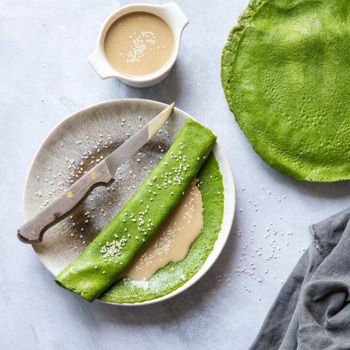Spinazie pannenkoekjes met tahini
