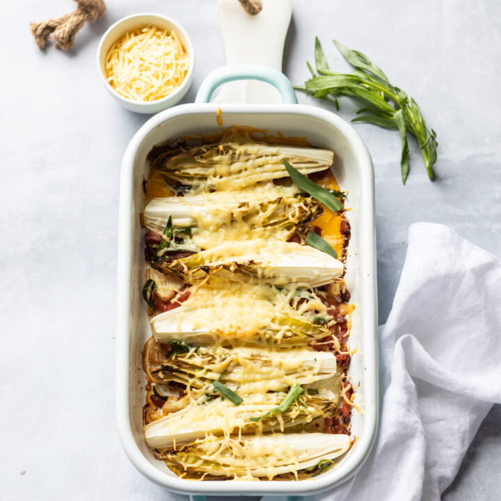 Gegratineerde witlof met sinaasappel