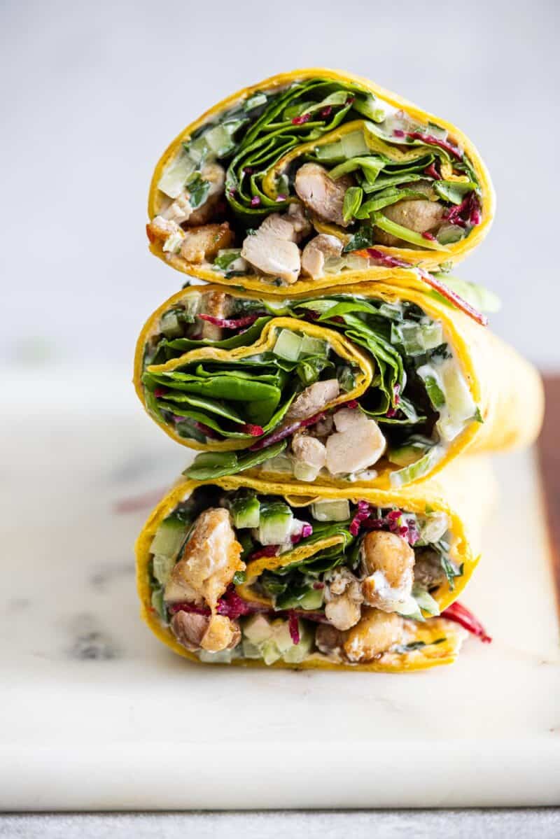MiddenOosterse kip wraps met muntsumakdip Miljuschka