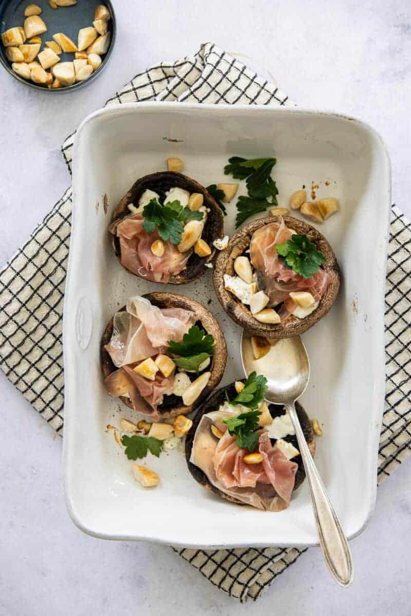 Portobello's uit de oven met prosciutto en geitenkaas Miljuschka