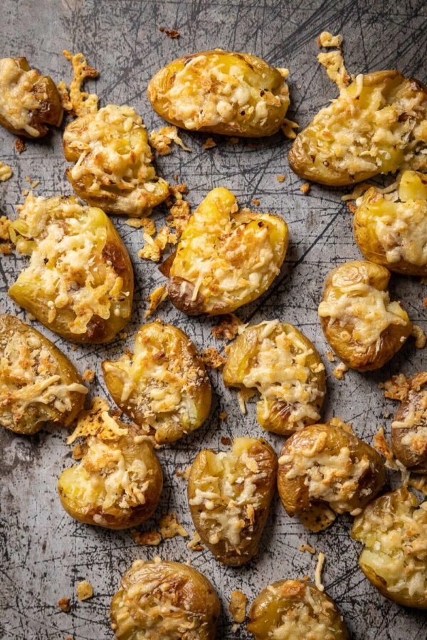 Cheesy smashed potatoes