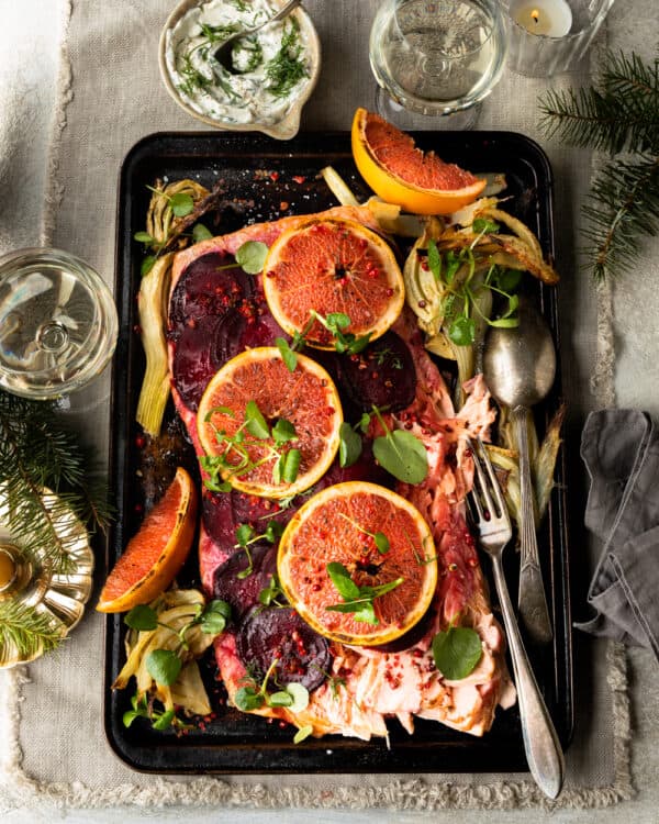 zalm met grapefruit en venkel