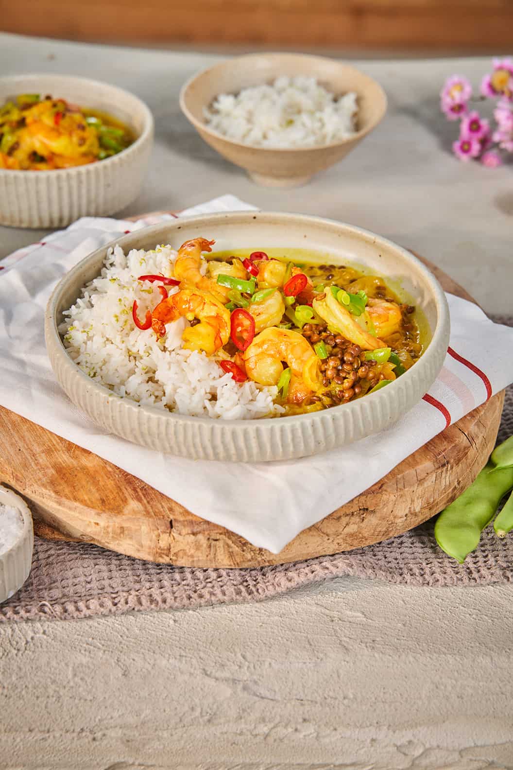 Garnalen-linzencurry-met-kurkuma Linzencurry met garnalen