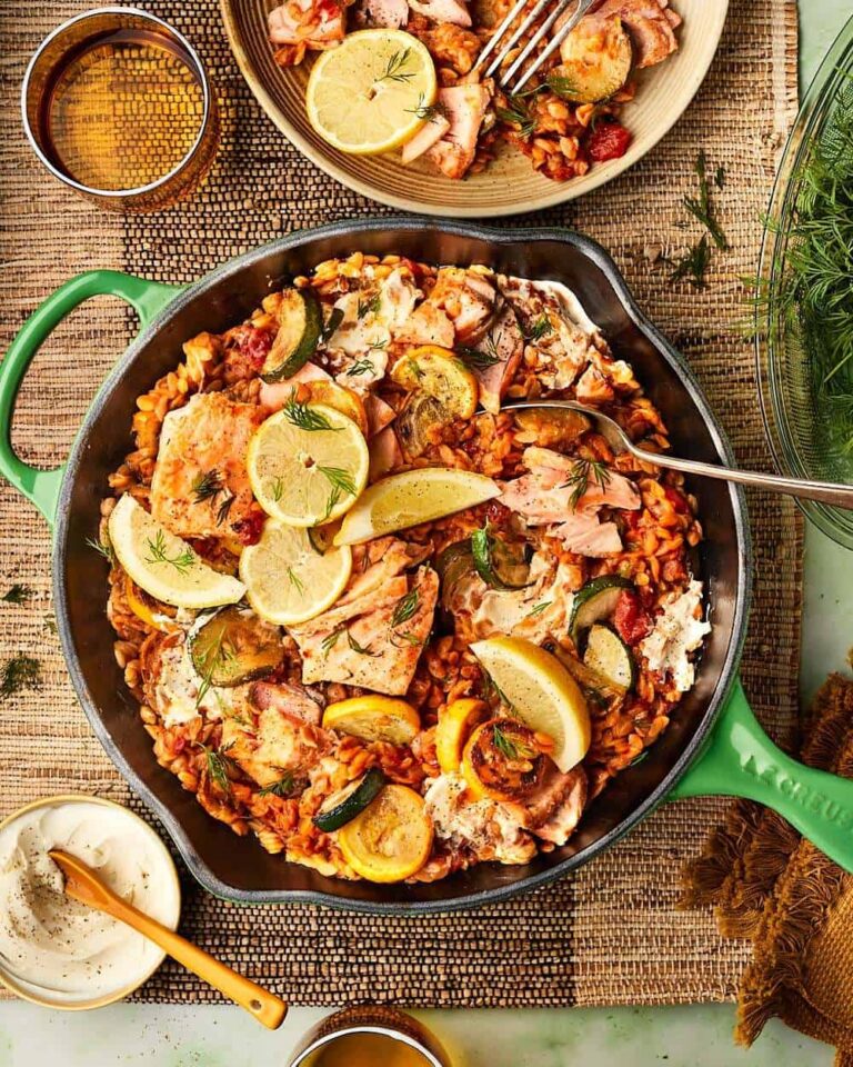 Orzo met zalm