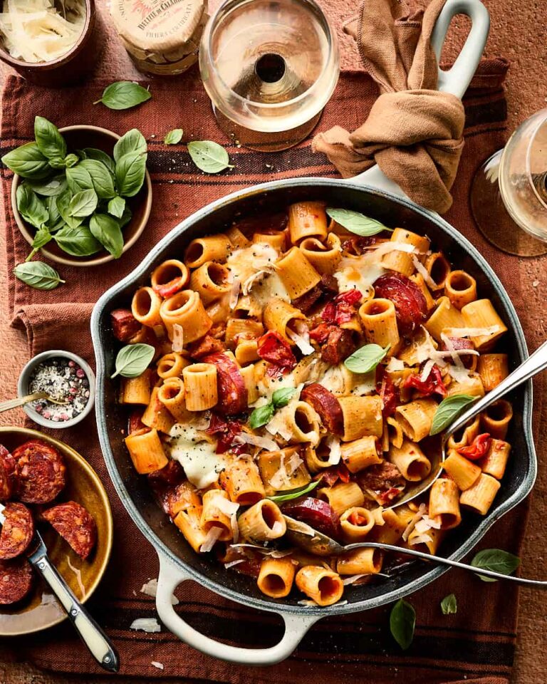 Rigatoni met chorizo miljuschka