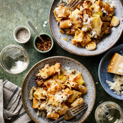Pasta met prei en ansjovis