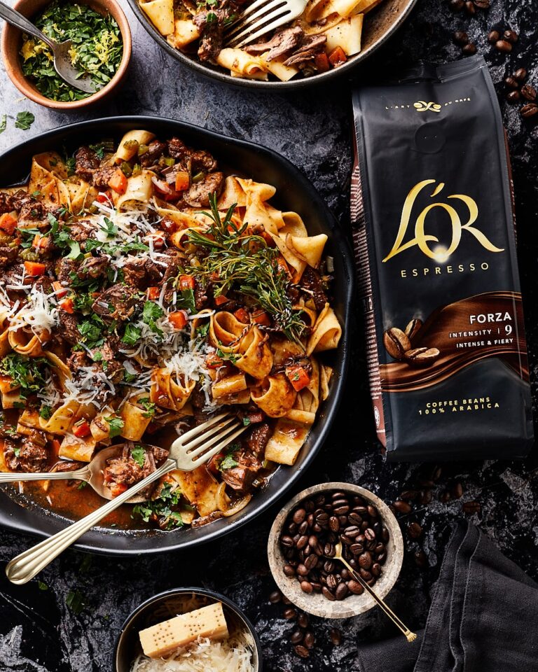 Koffie stoofvlees pasta branded miljuschka