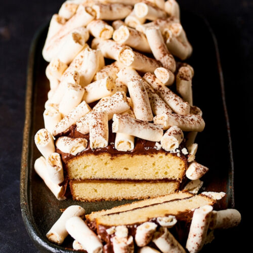 Buche met karamel en chocolade