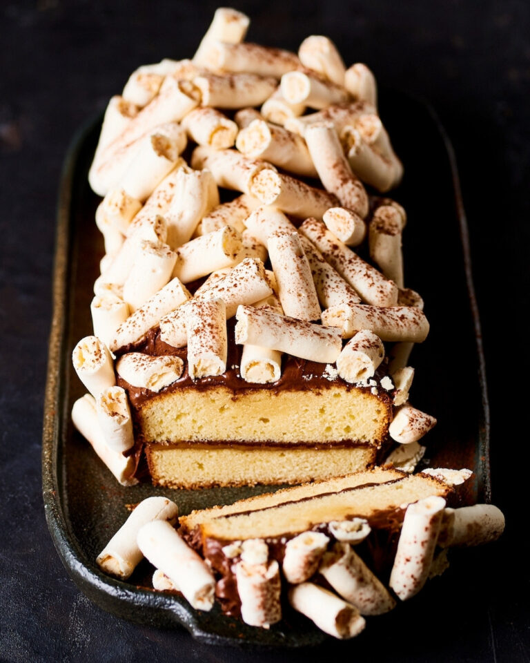 Buche met karamel en chocolade