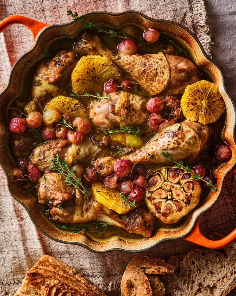 Stoof kip druiven en sinaasappel