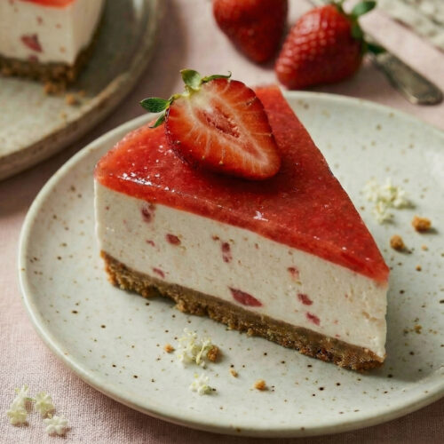 Aardbeien kwarktaart topshot