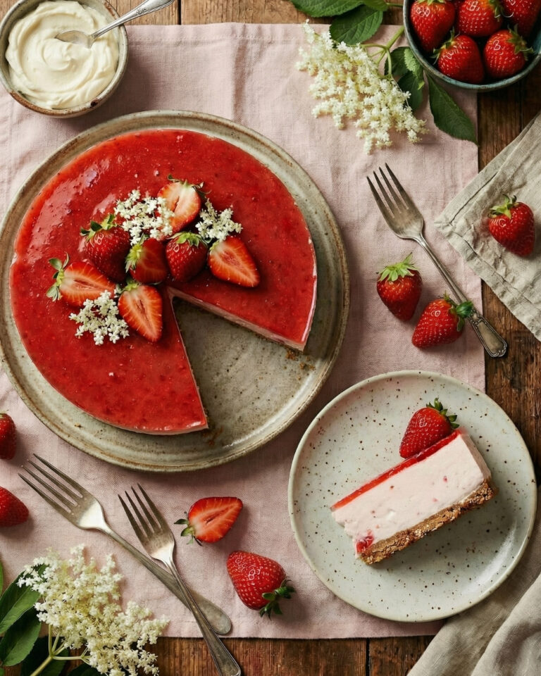 Aardbeien kwarktaart volledig