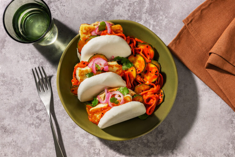 Halloumi Bao Buns with Spicy Gochujang Salad