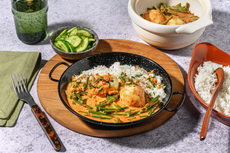 Indonesian Style Egg Curry with Crispy Onions